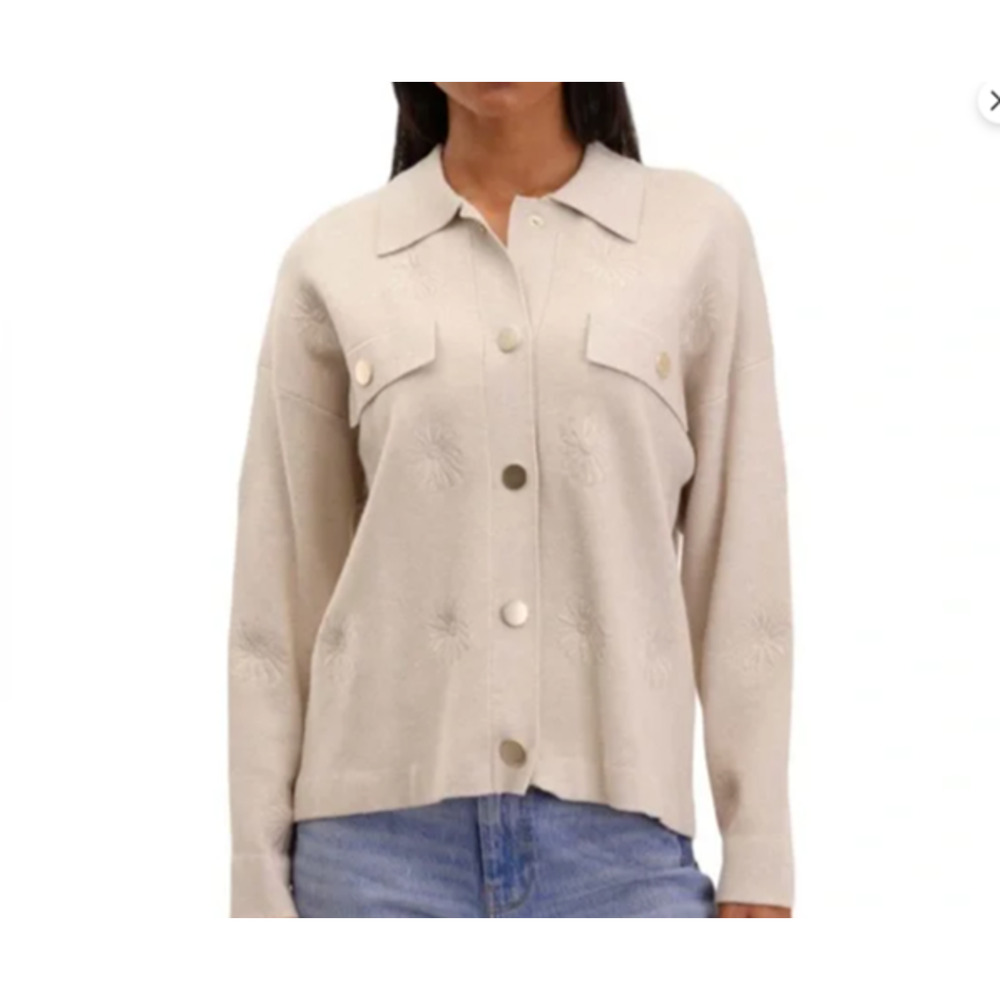 Elie. Elie Tahari Cardigan Womens XL Tan Oatmeal Heather Neutral Cozy Monochrome